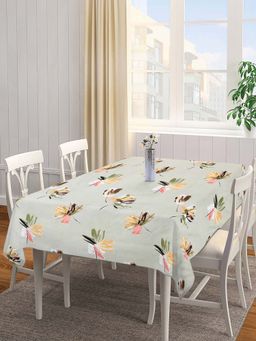 ARRABI - Green Floral Cotton Blend 6 Seater Table Cover