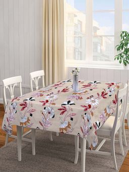 ARRABI - Beige Floral Cotton Blend 8 Seater Table Cover