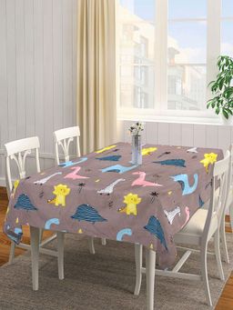 ARRABI - Brown Cartoon Cotton Blend 8 Seater Table Cover