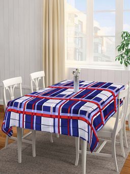 ARRABI - Blue Geometric Cotton Blend 8 Seater Table Cover