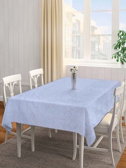 ARRABI - Grey Geometric Cotton Blend 8 Seater Table Cover