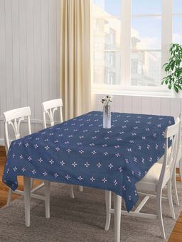 ARRABI - Grey Floral Cotton Blend 8 Seater Table Cover