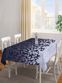 ARRABI - Black Floral Cotton Blend 8 Seater Table Cover
