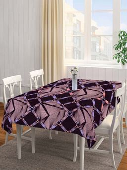 ARRABI - Brown Geometric Cotton Blend 8 Seater Table Cover