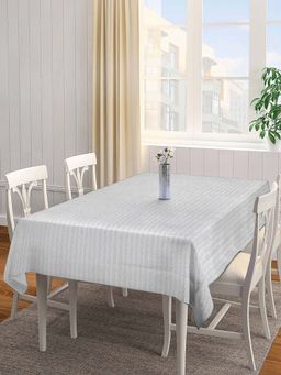 ARRABI - Grey Stripes Cotton Blend 8 Seater Table Cover