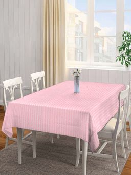 ARRABI - Pink Stripes Cotton Blend 8 Seater Table Cover