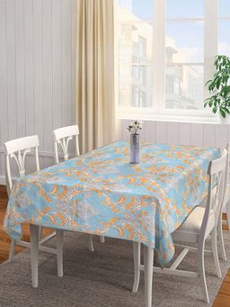 ARRABI - Blue Indian Cotton Blend 6 Seater Table Cover