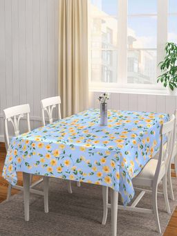 ARRABI - Blue Floral Cotton Blend 6 Seater Table Cover