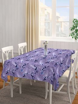 ARRABI - Purple Floral Cotton Blend 6 Seater Table Cover