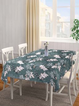 ARRABI - Green Leaf Cotton Blend 6 Seater Table Cover