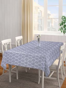 ARRABI - Grey Graphic Cotton Blend 6 Seater Table Cover