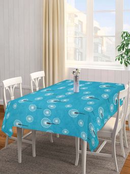 ARRABI - Turquoise Graphic Cotton Blend 6 Seater Table Cover