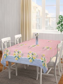 ARRABI - Peach Floral Cotton Blend 6 Seater Table Cover