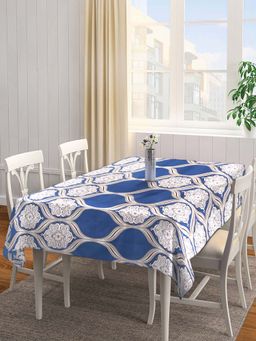 ARRABI - Blue Indian Cotton Blend 6 Seater Table Cover