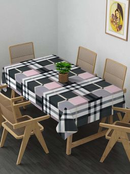 ARRABI - Black Check Cotton Blend 8 Seater Table Cover