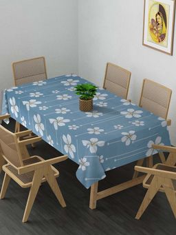 ARRABI - Blue Floral Cotton Blend 8 Seater Table Cover