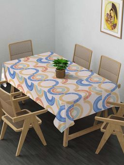 ARRABI - Cream Geometric Cotton Blend 8 Seater Table Cover