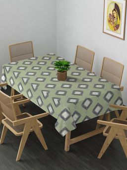 ARRABI - Olive Geometric Cotton Blend 8 Seater Table Cover