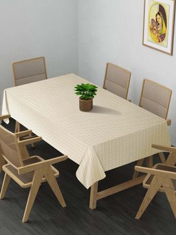 ARRABI - Cream Stripes Cotton Blend 8 Seater Table Cover
