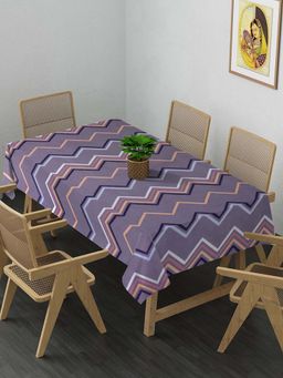 ARRABI - Purple Geometric Cotton Blend 8 Seater Table Cover