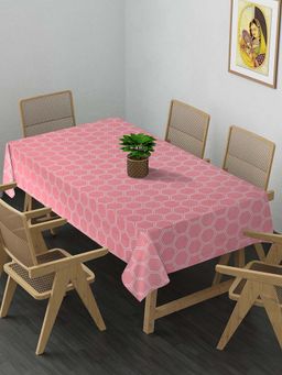 ARRABI - Peach Geometric Cotton Blend 8 Seater Table Cover