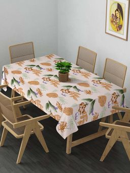 ARRABI - Cream Floral Cotton Blend 6 Seater Table Cover