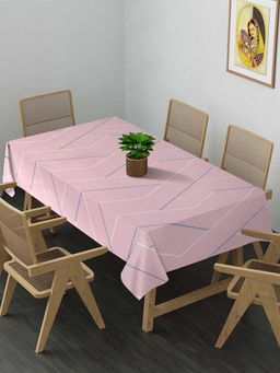 ARRABI - Pink Geometric Cotton Blend 8 Seater Table Cover