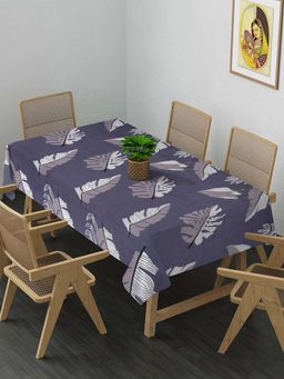 ARRABI - Purple Leaf Cotton Blend 8 Seater Table Cover