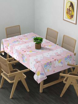 ARRABI - Pink Cartoon Cotton Blend 8 Seater Table Cover