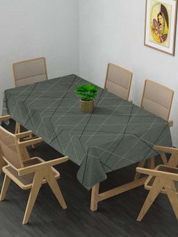 ARRABI - Grey Geometric Cotton Blend 8 Seater Table Cover