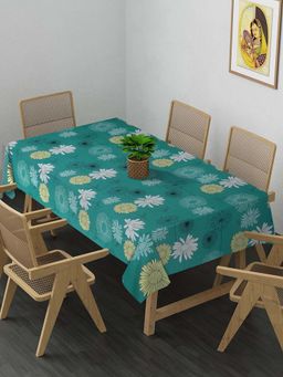 ARRABI - Green Floral Cotton Blend 8 Seater Table Cover
