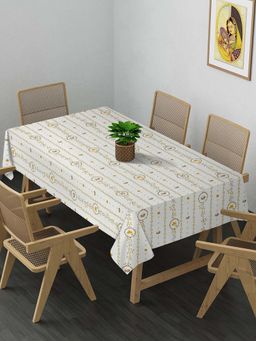 ARRABI - Cream Floral Cotton Blend 8 Seater Table Cover