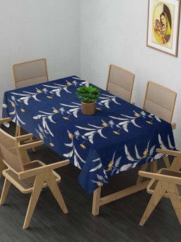 ARRABI - Blue Floral Cotton Blend 8 Seater Table Cover