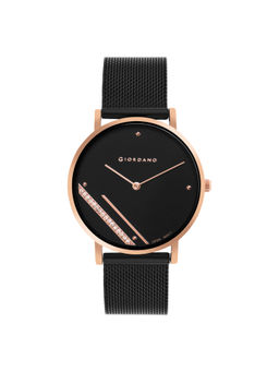 Giordano - Rose Gold Case Black Dial Analog Watch For Women - GD-60011-11