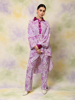 TAMISKA BY NARENDRA KUMAR - Lavender Scarf Print Co-Ord (Set of 2)