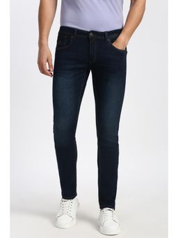 Peter England - Men Dark Navy Blue Mid Wash Jeans