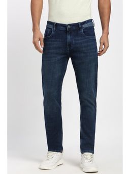Peter England - Men Navy Blue Mid Wash Jeans
