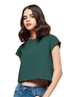 The Souled Store - Green Solids Bottle Women Capped T-Shirt
