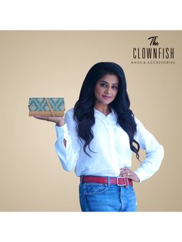 The Clownfish - Blue Printed Vegan Leather Ladies Wallet (Set Of 2)