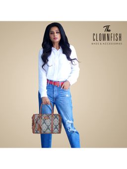 The Clownfish - Green Printed Handicraft Fabric Duffle Bag (Set Of 2)