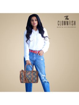 The Clownfish - Blue Printed Handicraft Fabric Duffle Bag (Set Of 2)