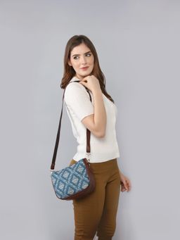 The Clownfish - Blue Printed Handicraft Fabric Sling Bag