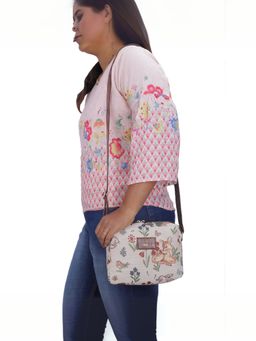 The Clownfish - Beige Faux Leather Crossbody Sling Bag for Women