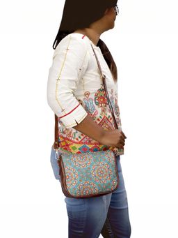 The Clownfish - Blue Tapestry Fabric Crossbody Sling Bag for Women