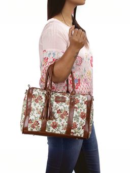 The Clownfish - Off White Faux Leather Duffle Bag for Women (Set Of 2)