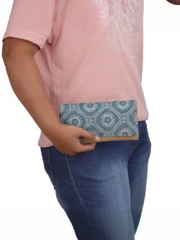 The Clownfish - Blue Printed Vegan Leather Ladies Wallet (Set Of 2)