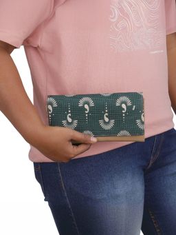 The Clownfish - Green Printed Vegan Leather Ladies Wallet (Set Of 2)