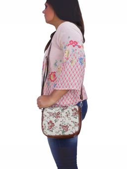 The Clownfish - White Tapestry Fabric Crossbody Sling Bag for Women