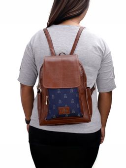 The Clownfish - Blue Faux Leather Womens Backpack