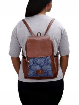The Clownfish - Blue Faux Leather Womens Backpack